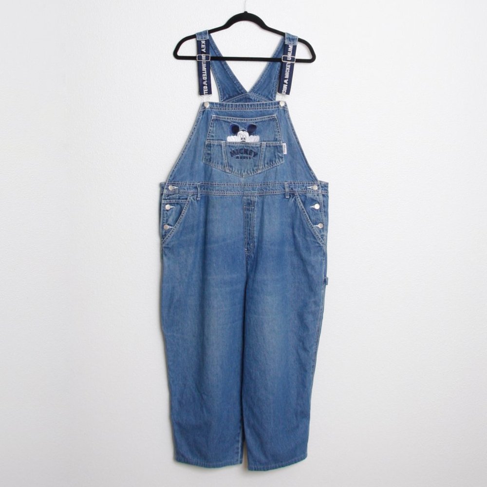 Vintage 90's Bib Carpenter Mickey Mouse Denim Overalls Disney Plus Size 22W/24W
